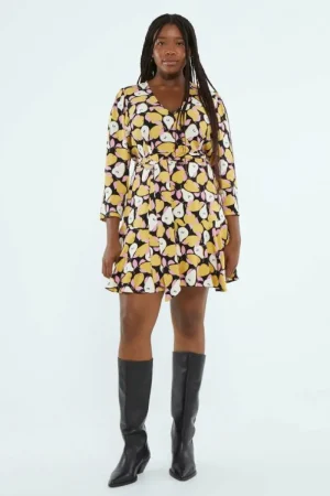 Vestido corto cruzado con estampado de peras-COMPAÑIAFANTASTICA Flash Sale