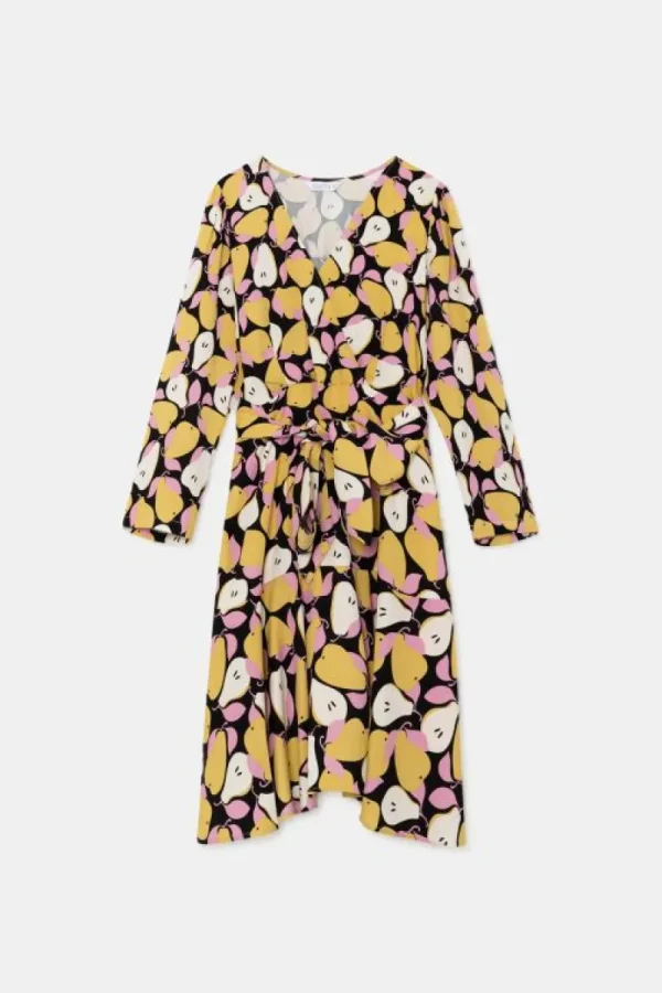 Vestido corto cruzado con estampado de peras-COMPAÑIAFANTASTICA Flash Sale