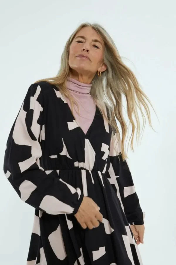 Vestido corto cruzado con estampado abstracto-COMPAÑIAFANTASTICA Online