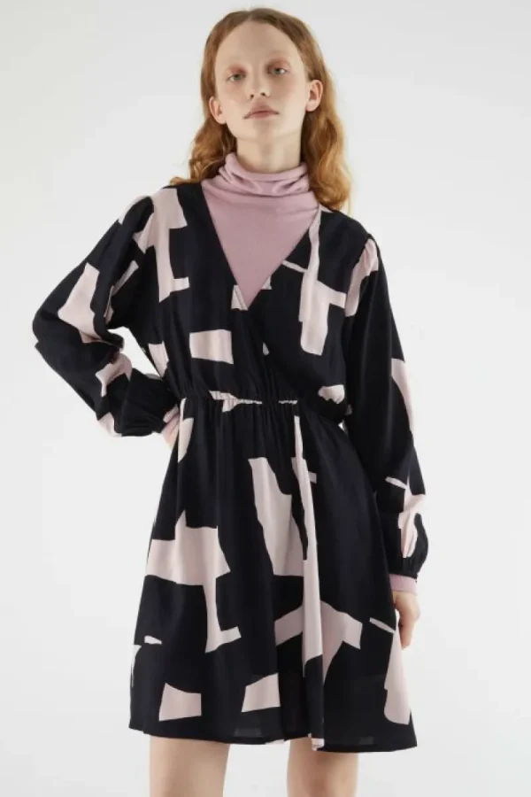 Vestido corto cruzado con estampado abstracto-COMPAÑIAFANTASTICA Online