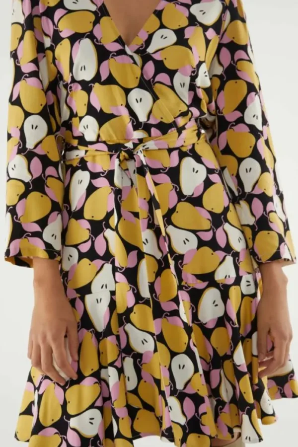 Vestido corto cruzado con estampado de peras-COMPAÑIAFANTASTICA Flash Sale