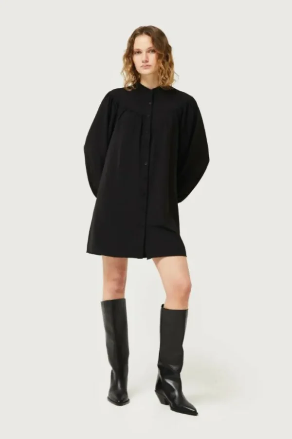 Vestido corto cuello mao negro-COMPAÑIAFANTASTICA Store