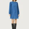 Vestido corto cuello mao azul-COMPAÑIAFANTASTICA Cheap