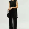Vestido corto de lentejuelas negro-COMPAÑIAFANTASTICA Best Sale