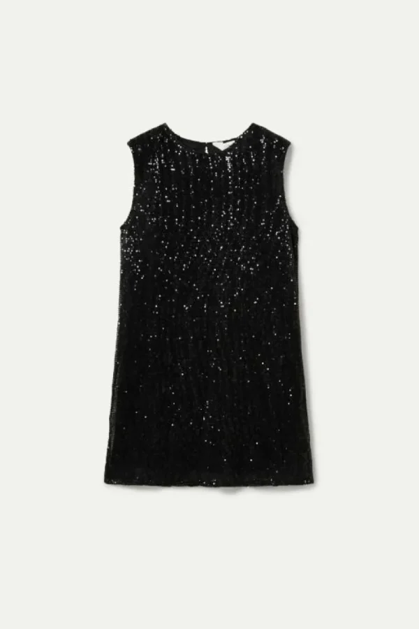 Vestido corto de lentejuelas negro-COMPAÑIAFANTASTICA Best Sale