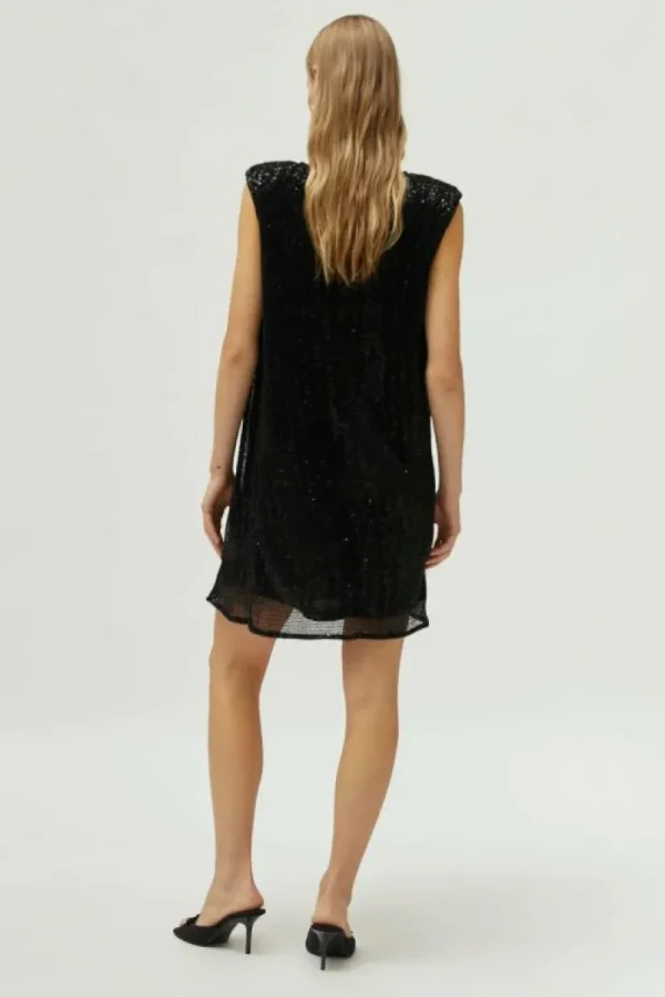 Vestido corto de lentejuelas negro-COMPAÑIAFANTASTICA Best Sale