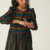 Vestido corto de niña con estampado de rayas multicolor-MINI Shop