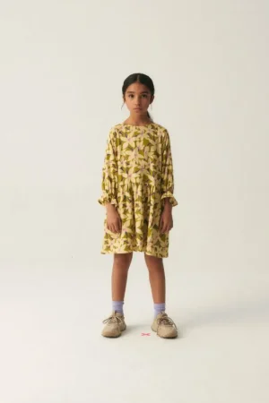 Vestido corto de niña con estampado floral verde-MINI Online