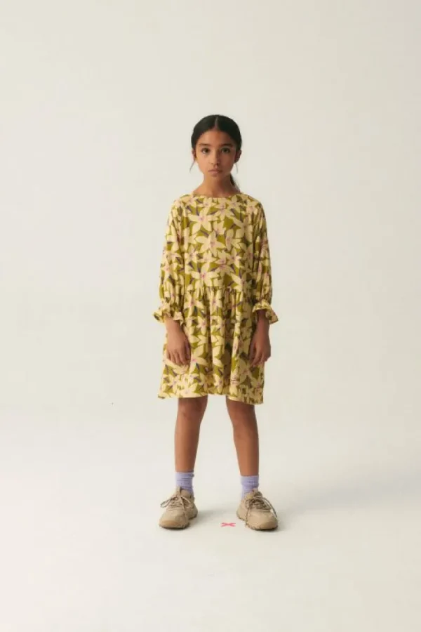 Vestido corto de niña con estampado floral verde-MINI Online