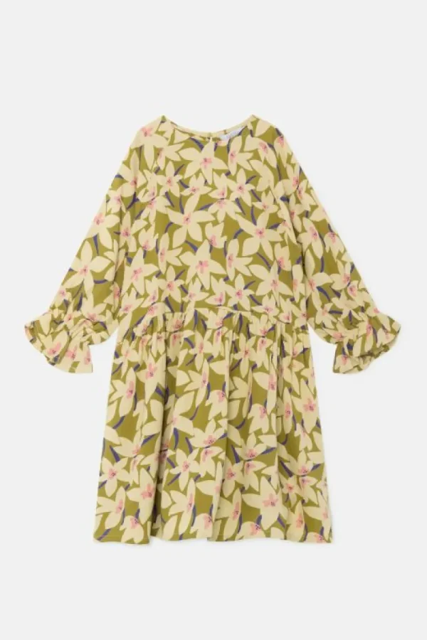 Vestido corto de niña con estampado floral verde-MINI Online