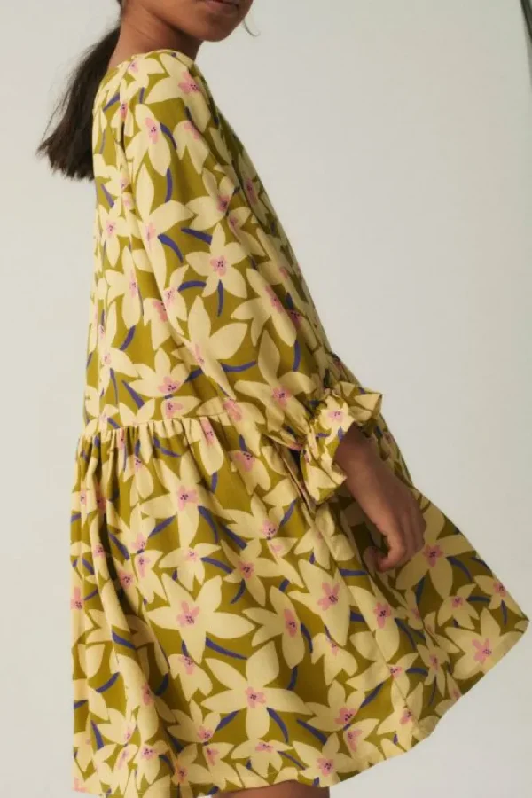 Vestido corto de niña con estampado floral verde-MINI Online