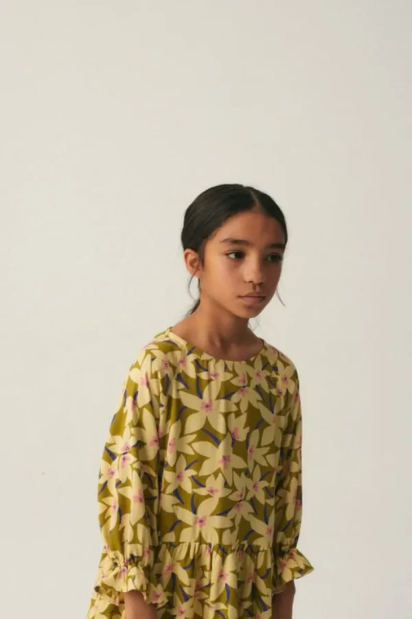 Vestido corto de niña con estampado floral verde-MINI Online