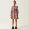 Vestido corto de niña con volantes y estampado de lunares rosa-MINI Outlet