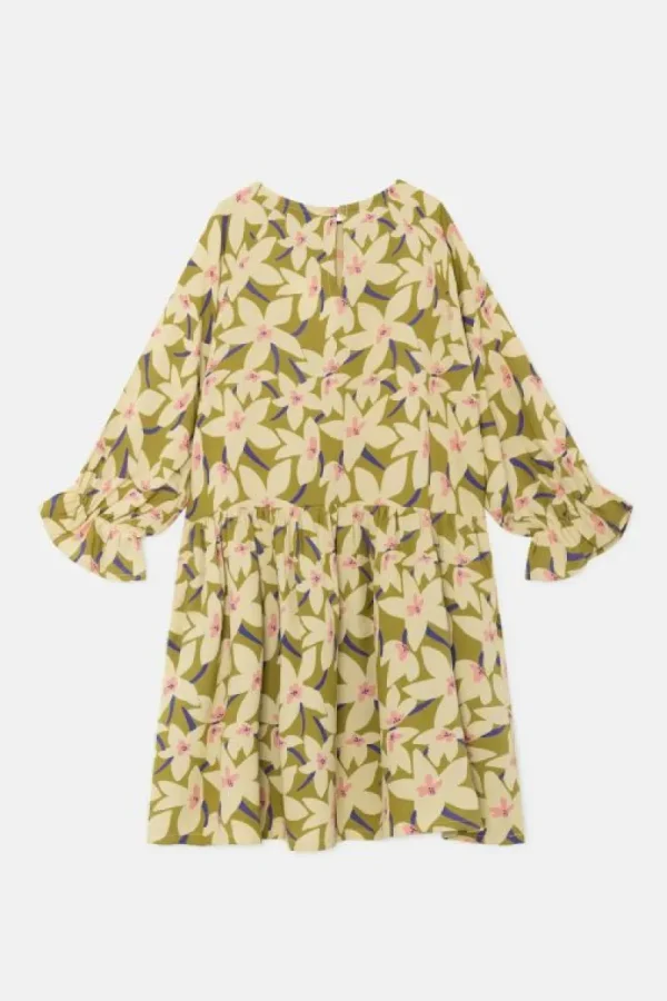 Vestido corto de niña con estampado floral verde-MINI Online