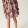 Vestido corto de niña con volantes y estampado de lunares rosa-MINI Outlet