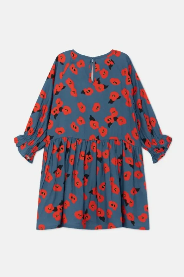 Vestido corto de niña con estampado floral rojo-MINI Cheap