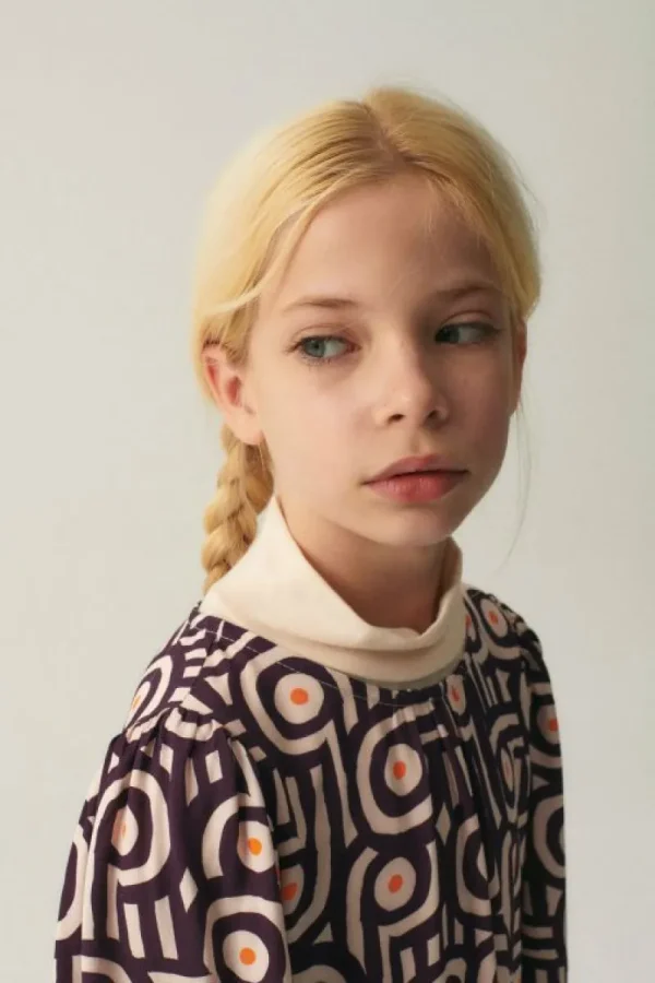 Vestido corto de niña con estampado retro-MINI Store