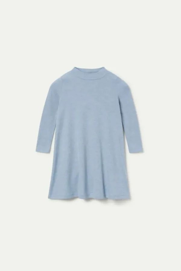 Vestido corto de niña cuello perkins gris-MINI Flash Sale