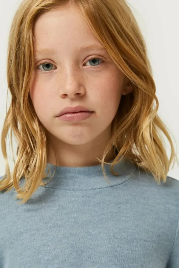 Vestido corto de niña cuello perkins gris-MINI Flash Sale