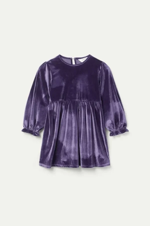 Vestido corto de niña de terciopelo morado-MINI Outlet