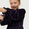 Vestido corto de niña de terciopelo morado-MINI Outlet