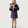 Vestido corto de niña de terciopelo morado-MINI Outlet