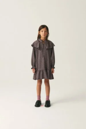 Vestido corto de niña elástico con estampado de cuadros-MINI Clearance