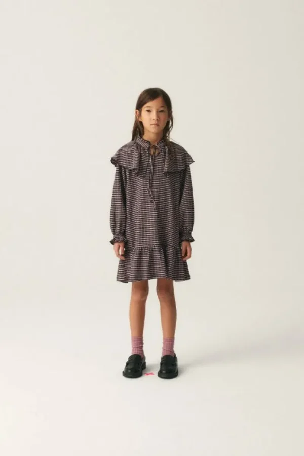 vestido_corto_de_nia_elst_0.webp Vestido corto de niña elástico con estampado de cuadros-MINI Clearance