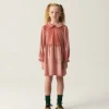 Vestido corto de niña en terciopelo rosa-MINI Best Sale