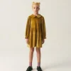 Vestido corto de niña en terciopelo amarillo-MINI New
