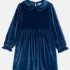 Vestido corto de niña en terciopelo azul-MINI Clearance
