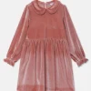 Vestido corto de niña en terciopelo rosa-MINI Best Sale