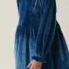 Vestido corto de niña en terciopelo azul-MINI Clearance