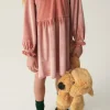 Vestido corto de niña en terciopelo rosa-MINI Best Sale