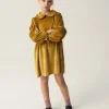 Vestido corto de niña en terciopelo amarillo-MINI New