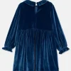 Vestido corto de niña en terciopelo azul-MINI Clearance