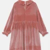 Vestido corto de niña en terciopelo rosa-MINI Best Sale
