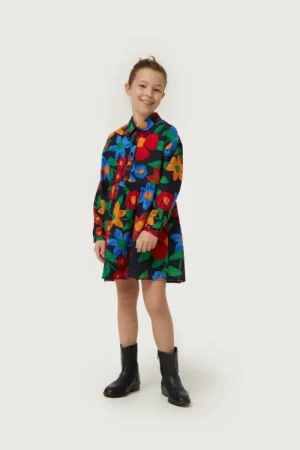 Vestido corto de niña estampado floral multicolor-MINI Outlet