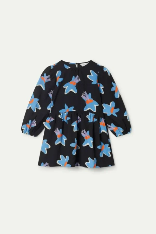 Vestido corto de niña estampado floral Calatea negro-MINI New