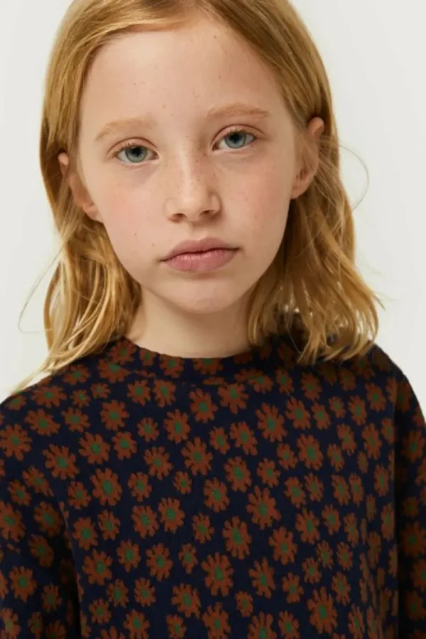 Vestido corto de niña estampado floral azul-MINI Shop