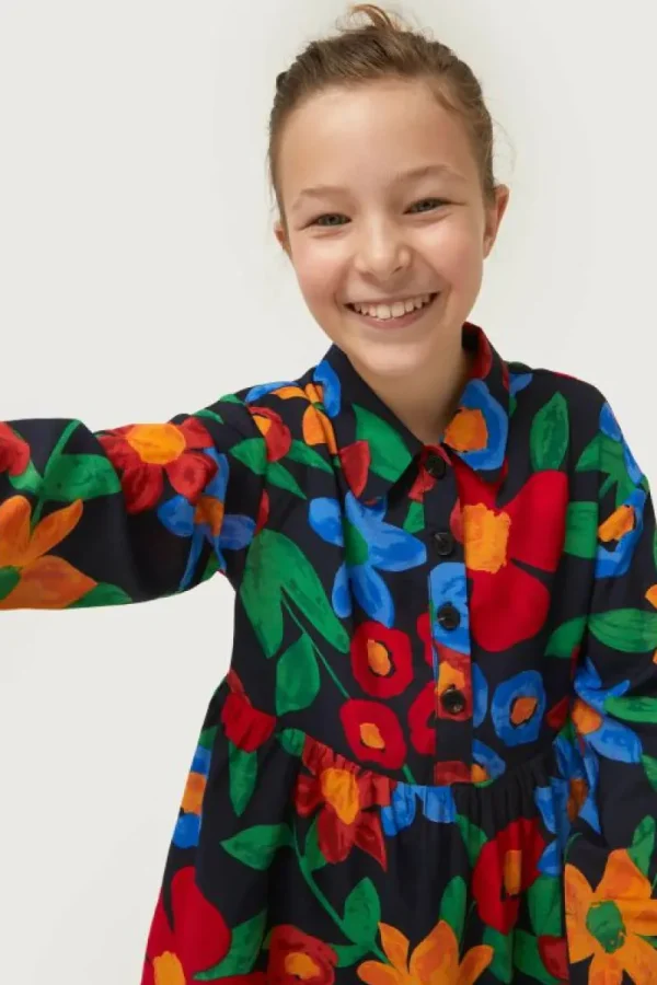 Vestido corto de niña estampado floral multicolor-MINI Outlet
