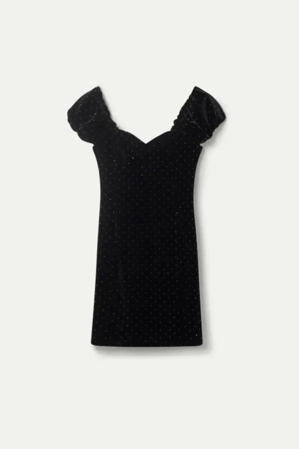 vestido_corto_de_terciope_1.webp Vestido corto de terciopelo negro-COMPAÑIAFANTASTICA Outlet