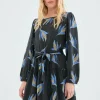 Vestido corto en viscosa LENZING™ ECOVERO™ con estampado de mazorca-COMPAÑIAFANTASTICA Discount
