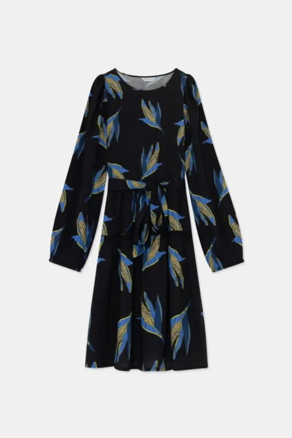 Vestido corto en viscosa LENZING™ ECOVERO™ con estampado de mazorca-COMPAÑIAFANTASTICA Discount