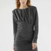 Vestido corto fruncido en hilo de lúrex plateado-COMPAÑIAFANTASTICA Cheap