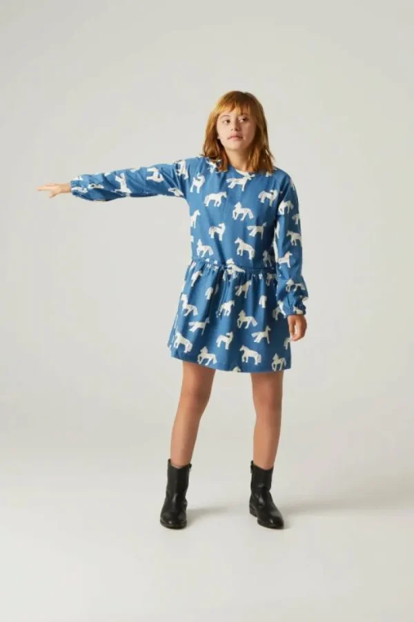 Vestido de niña de algodón con estampado de caballos-MINI Flash Sale