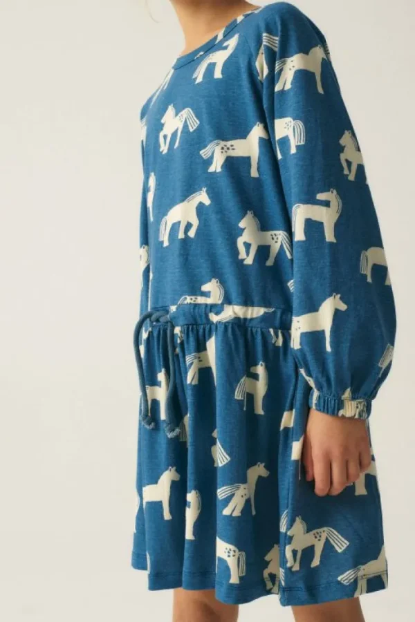 Vestido de niña de algodón con estampado de caballos-MINI Flash Sale