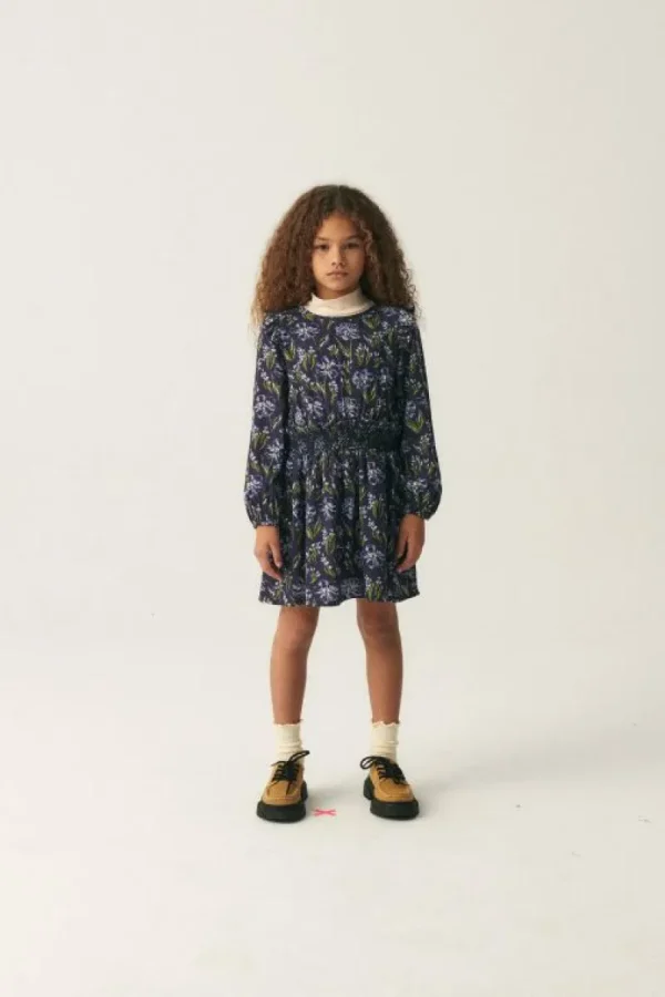 Vestido de niña en viscosa LENZING™ ECOVERO™ con estampado floral azul-MINI Outlet