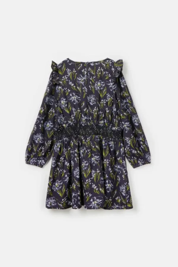 Vestido de niña en viscosa LENZING™ ECOVERO™ con estampado floral azul-MINI Outlet