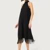Vestido halter con flecos negro-COMPAÑIAFANTASTICA Shop